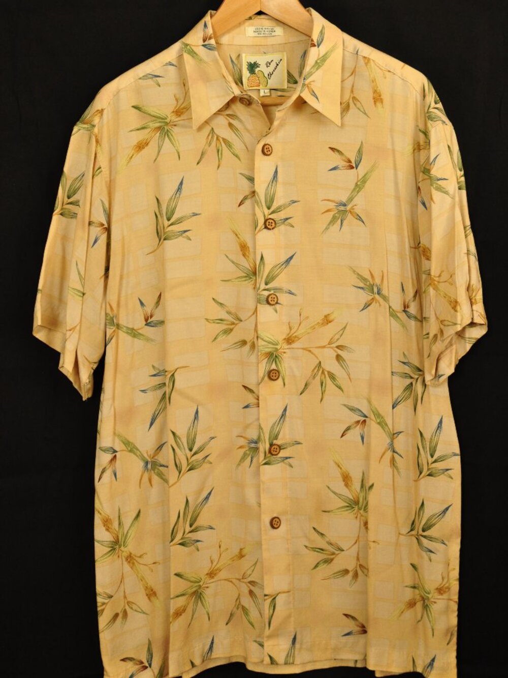 Men's Large Shirt Ron Chereskin 100% Rayon Made In Korea